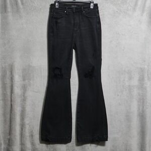 Judy Blue Jeans Womens 9 29 Black Flare Distressed Ripped Frayed Hem JB88622BK